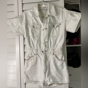 Zara white jean romper